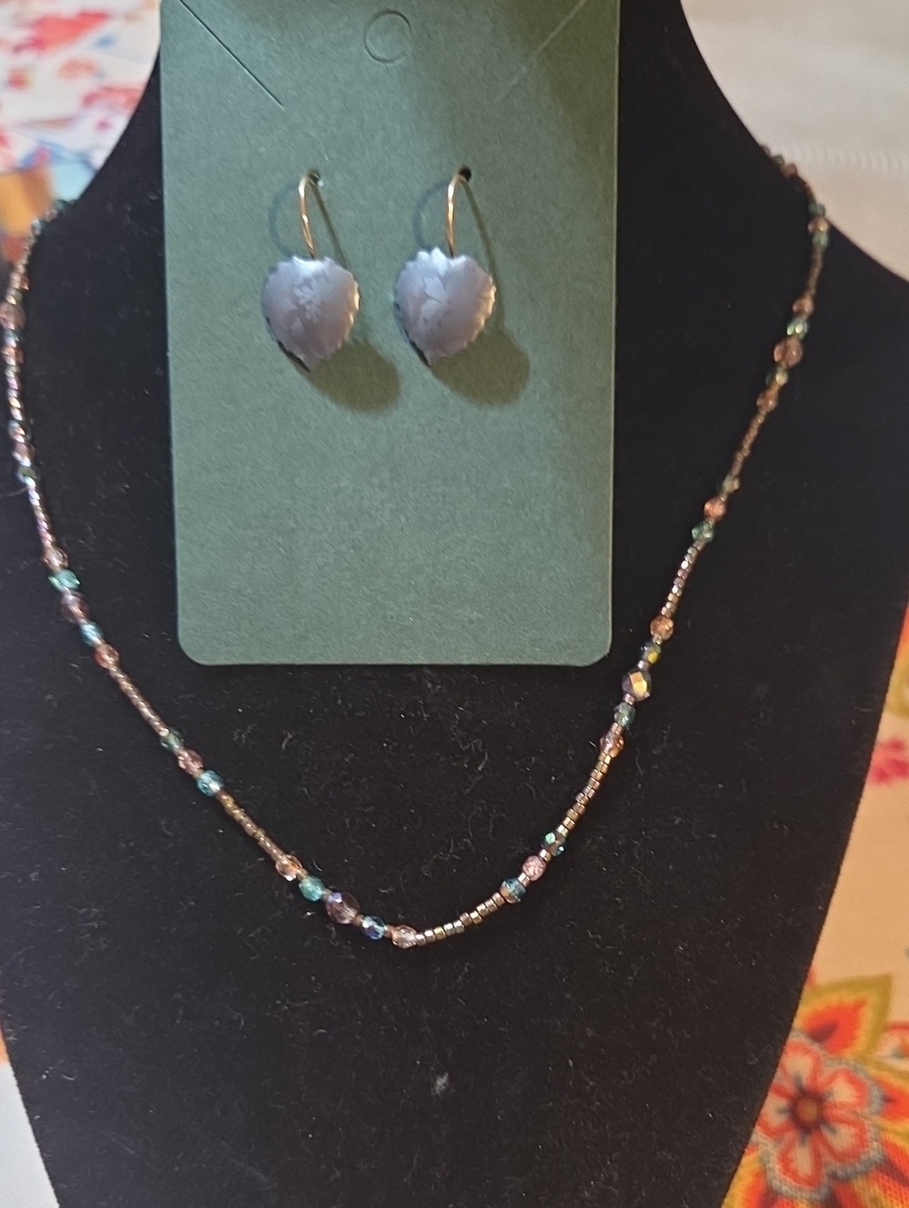Holly Yashi Sonoma Beaded Necklace/ Heart Leaf Niobium Eaarings